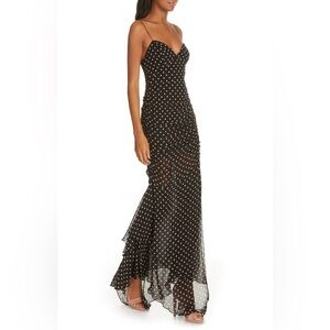 NICHOLAS POLKA DOT RUCHED SILK DRESS